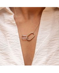 CELESTA - Silber Halskette 925 Sterling Silber Zweifarbig - Lyst