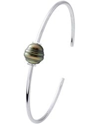 Ateliers Saint Germain - Armreif – Silber 925 – Echte Tahiti-Zuchtperle, Eingekreist, 9–10 Mm - Lyst