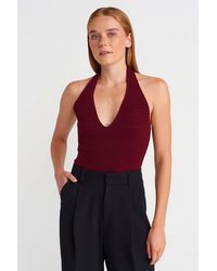 Dilvin - Geribde Halternek Brei Blouse - Lyst