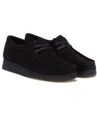 Clarks - Damen Wallabee Schuhe Schwarzes Wildleder - Lyst