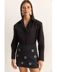 Bianco Lucci - Casual Long Sleeve Button Up Poplin Shirt With Pocket - Lyst