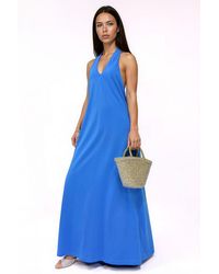 Busem - Cotton Midi Halter Dress With Slit - Lyst