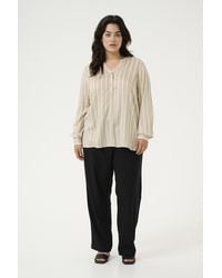 Kaffe - Blouse Met Lange Mouwen Regular Fit Feather Gray / Chalk Stripe Grey White - Lyst
