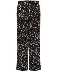 Kaffe - Casual Broek Regular Fit Nature/black Flower Print - Lyst