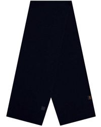 BOSS - Gebreide Sjaal Met Logo (Blauw Gemêleerd) - Lyst