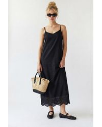 MixRay - Embroidered A-Line Midi Slip Dress - Lyst