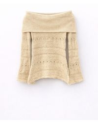 MixRay - Off Shoulder Textured Ribbed Sweater With Cut Out Details - Lyst