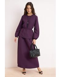 Trendyol - Paarse Platte Lange Dameshijab Broek-Top Set Voor Dagelijks Gebruik - Lyst