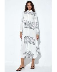 Msn-Collection - Text Print Maxi Shirt Dress - Lyst