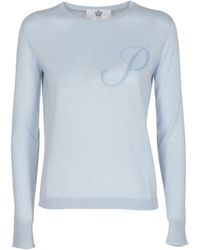 Crown of Edinburgh Cashmere - Lichte Kasjmier Zijde Crewneck Trui Met Letterdetail - Lyst