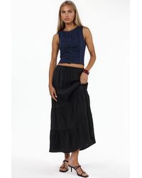 Busem - High Waist Textured A-Line Maxi Skirt - Lyst