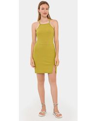 Hiccup - Sleeveless Halter-Neck Mini Dress With Side Slit - Lyst