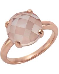 Jamelli - Ring 925 Sterling Silber Rosé-Vergoldet Mit Echtem Rosenquarz 12Mm - Lyst