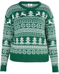 myMo - X-Mas-Pullover Damen Grün Weiss - Lyst