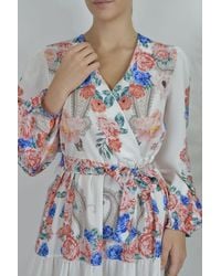 Msn-Collection - Floral V-Neck Maxi Dress With Tie Detail - Lyst