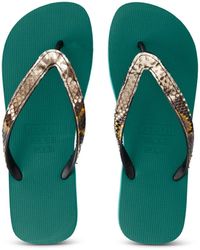 Uzurii - Python Taupe Flip Flop Bosgroen - Lyst