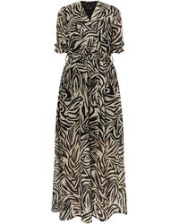 faina - Maxi-Jurk Met Zebraprint Zwart - Lyst