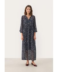 Part Two - Jurk Relaxed Fit Dark Scattered Flower Dark - Lyst