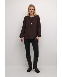 Kaffe - Blouse Met Lange Mouwen Regular Fit Java Cc Brown - Lyst