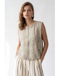 MixRay - Woven Poplin Waistcoat With Zip Front - Lyst