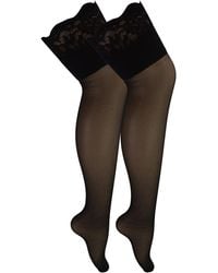 Sock Snob - 2 Pair Multipack Seamed Stockings With Lace Top - Lyst