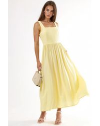 Busem - Effen Midi-Jurk Met Vierkante Kraag - Lyst