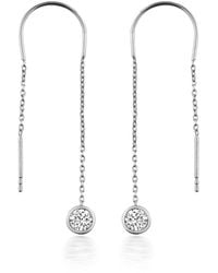dKeniz - Ohrhänger 925/- Sterling Rhodiniert Glänzend 8Cm Zirkonia Weiß - Lyst