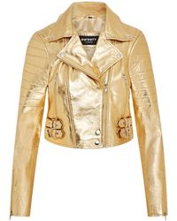 Infinity Leather - Golden Cropped Brando Biker Jacket-Bellville - Lyst
