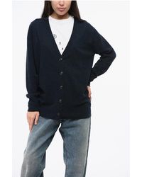 Maison Margiela - Effen V-hals Vest Van Wol En Nylon In Blauw - Lyst