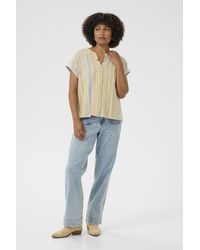 Cream - Blouse Met Korte Mouwen Loose Fit Truffet Jaquard Multicolour - Lyst