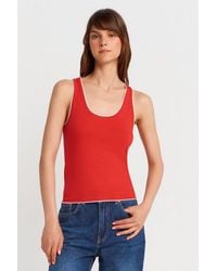Dilvin - Slim Fit Ribbed Sleeveless Cami Blouse - Lyst