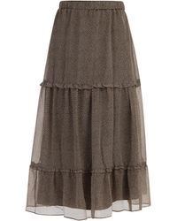 Dreimaster - Maxi Rok Dames Olijf Wol Wit - Lyst