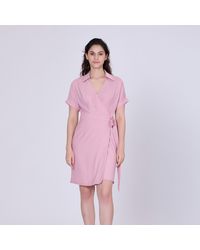 Smart & Joy - Wikkel Minimalistische Kleding En Italiaanse Kraag - Lyst