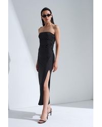 Dilvin - Strapless Polka Dot Bodycon Midi Dress - Lyst