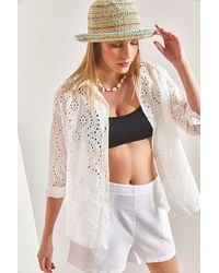 Bianco Lucci - Besticktes Spitzengewebtes Hemd - Lyst