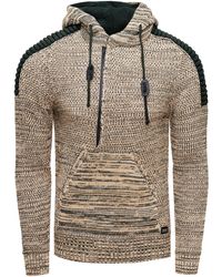 Rusty Neal - 1/2 Zip Grobstrick Kontrast Kapuzen-Pullover - Lyst