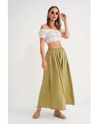 MixRay - High Waist Maxi Skirt With Drawstring - Lyst