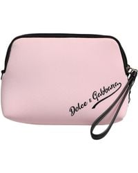 Dolce & Gabbana - Roze Effen Nylon Dg Logo Print Clutch Zip Borse Pouch Tas - Lyst