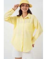Bigdart - Linen Blended Shirt With Button Closure - Lyst