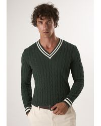 Felix Hardy - Pullover Basic-Pullover Mit V-Ausschnitt Und Zopfmuster - Lyst
