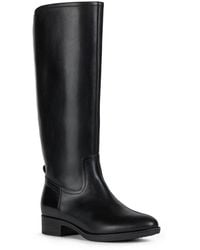 Geox - D Felicity Leren Zwarte Laarzen - Lyst