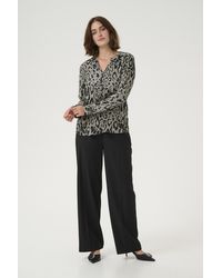 Kaffe - Blouse Met Lange Mouwen Regular Fit Moonstruck / Black Animal - Lyst