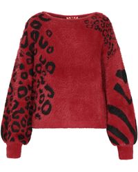 myMo - Pullover Frauen Burgunderrot Schwarz - Lyst