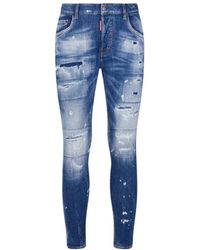 DSquared² - Super Twinky Jean Faded Reinforced Ripped Jeans Cotton - Lyst