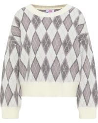myMo - Strickpullover Damen Wollweiß Mehrfarbig - Lyst