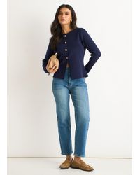 Gini London - Buttons Ribbed Knit Cardigan - Lyst