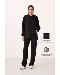 TOMMY LIFE - Oversized Hooded Sweatshirt And Wide-Leg Pants Set - Lyst
