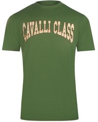 Roberto Cavalli - Varsity Logo Military T-Shirt Cotton - Lyst