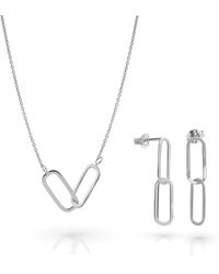 Orphelia - 'rose' Dames 925 Sterling Zilveren Set: Ketting + Oorbellen - Lyst
