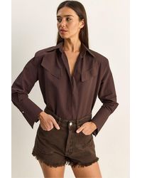 Bianco Lucci - Casual Long Sleeve Button Up Poplin Shirt With Pocket - Lyst